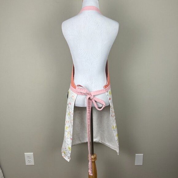 Williams Sonoma Apron Orange Pink White Floral 100%‎ Cotton Tie Back Made in USA - Picture 11 of 15